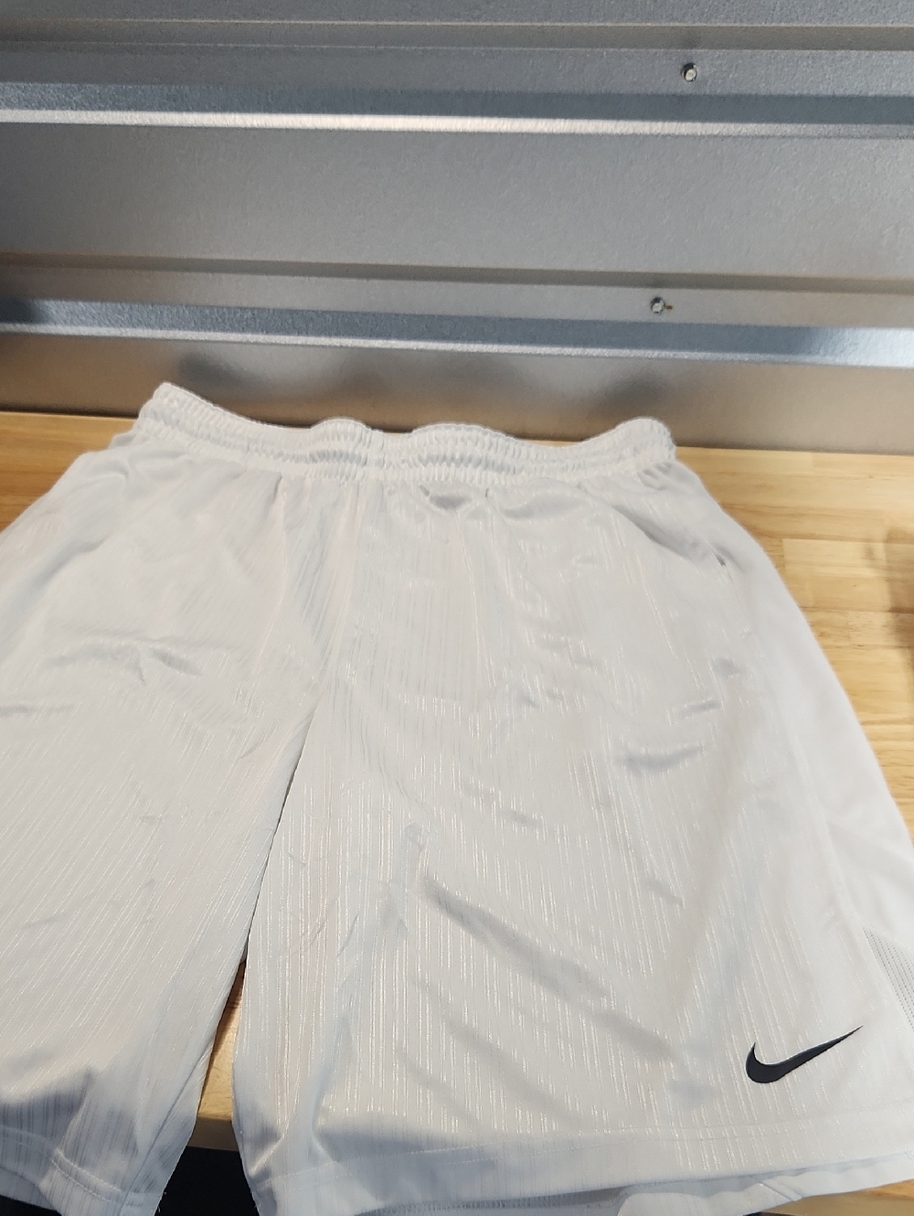 Nike White Basketball Shorts with Black Swoosh